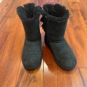 UGG Kids Black Suede Boots